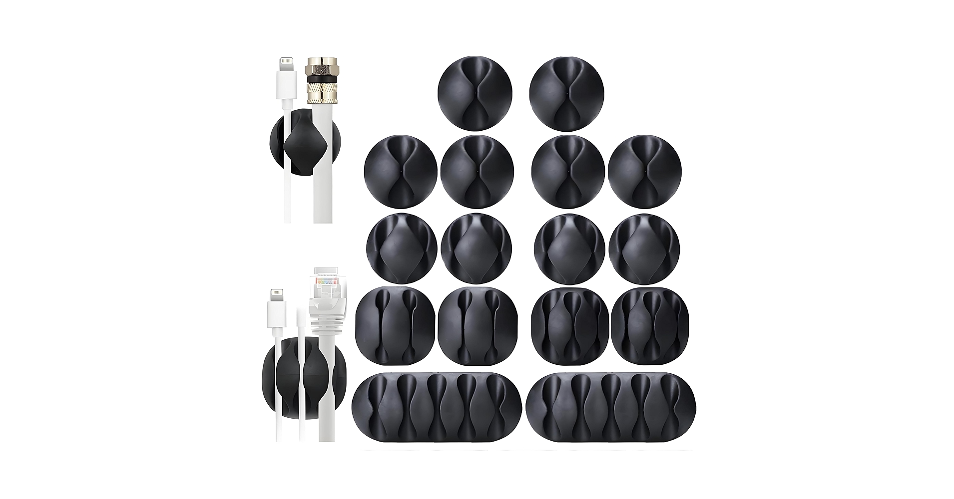 TechGizmoSphere's tweet card. Keep your cords and cables organized with this premium cord organizer and cable clips set! Perfect for desk, car, home, and office use, these adhesive cable holders securely manage phone chargers,...