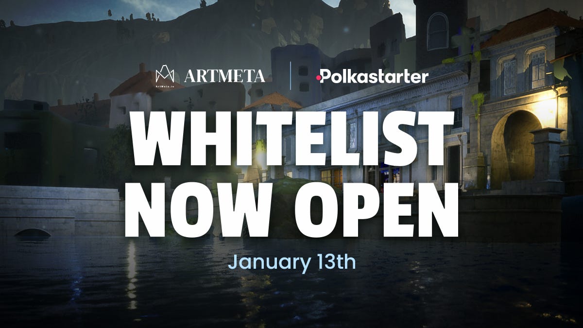 artmetaofficial's tweet card. We are excited to announce that our Polkastarter IDO Whitelist is NOW OPEN.