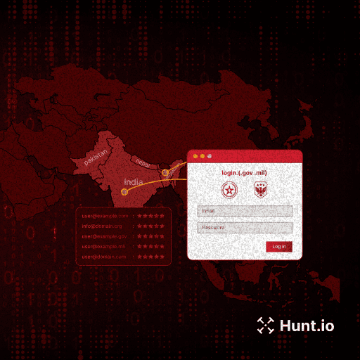 Huntio's tweet card. APT Sidewinder targets South Asian government and military portals using Netlify-hosted phishing pages to harvest credentials. Learn more.
