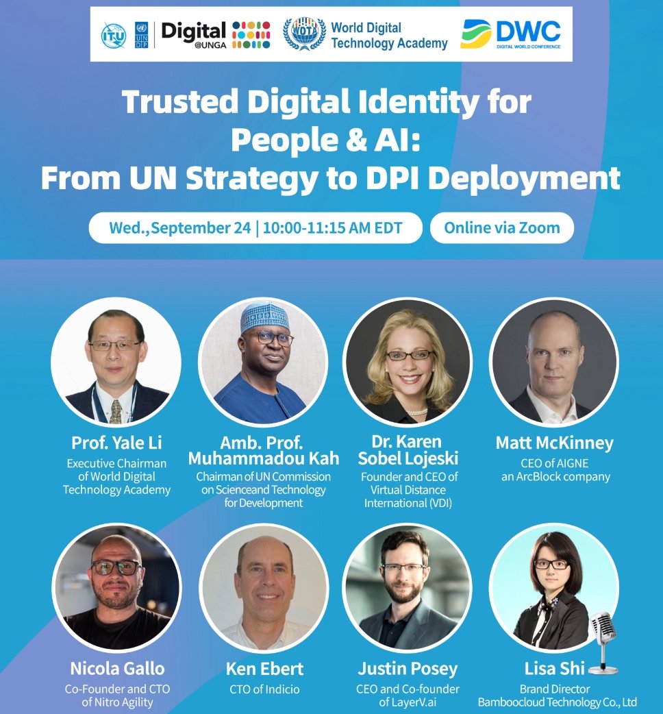 mave99a's tweet card. Today, two Decentralized Identity Foundation (DIF) members brought their expertise to the "Trusted Digital Identity for People & AI” panel at the "Digital@UNGA", part of the 80th U.N. General...