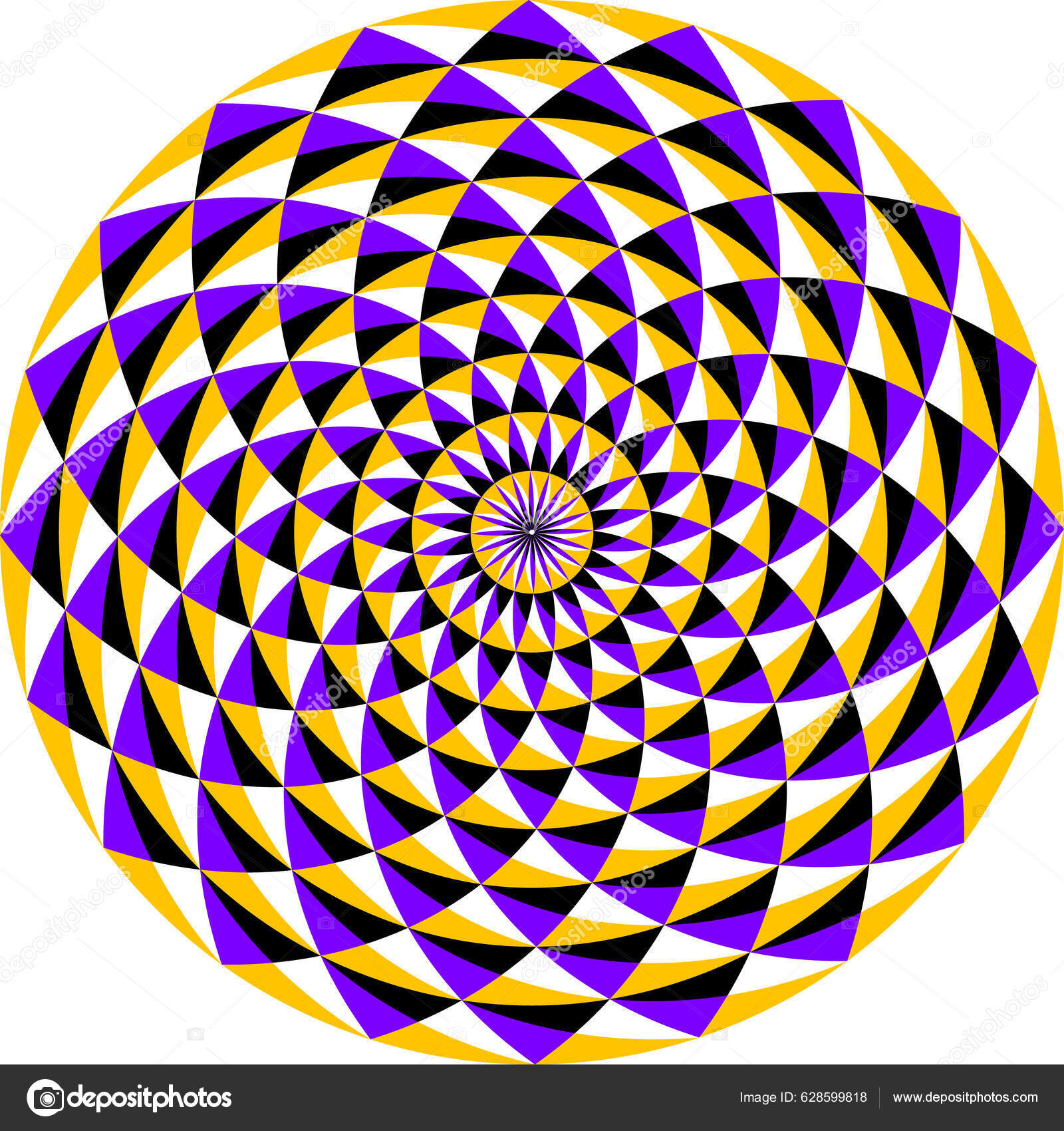 yurrey_p's tweet card. Optical illusion circle of moving colorful pattern. Circular template for motion background design.