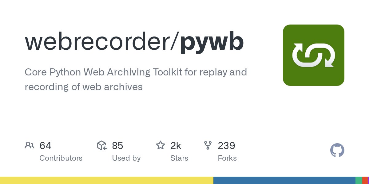 atomotic's tweet card. Core Python Web Archiving Toolkit for replay and recording of web archives - webrecorder/pywb