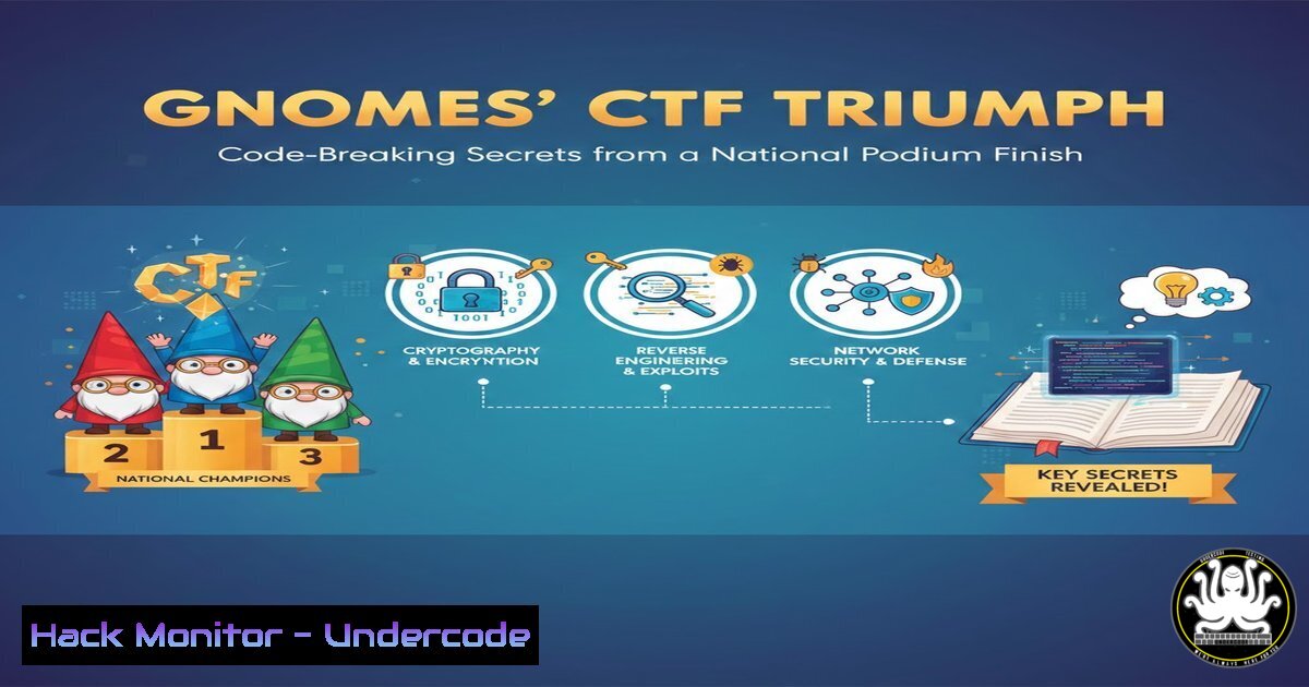 UndercodeUpdate's tweet card. GNOMES' CTF Triumph: Code-Breaking Secrets from a National Podium Finish - "Undercode Testing": Monitor hackers like a pro. Get real-time updates, AI-powered