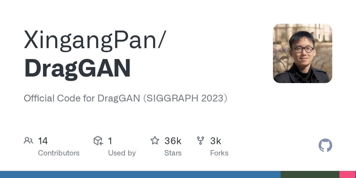 ailiangzi's tweet card. Official Code for DragGAN (SIGGRAPH 2023). Contribute to XingangPan/DragGAN development by creating an account on GitHub.