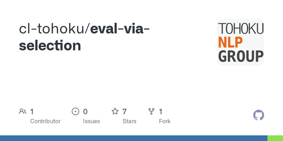 shiki_satou's tweet card. Contribute to cl-tohoku/eval-via-selection development by creating an account on GitHub.