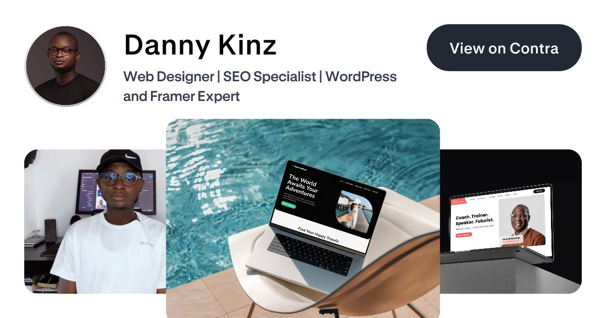 dannykinzwebdev's tweet card. View Danny Kinz✌'s Profile on Contra, the Independent-first, commission-free freelance marketplace shaping the future of work. Hire a freelancer today!