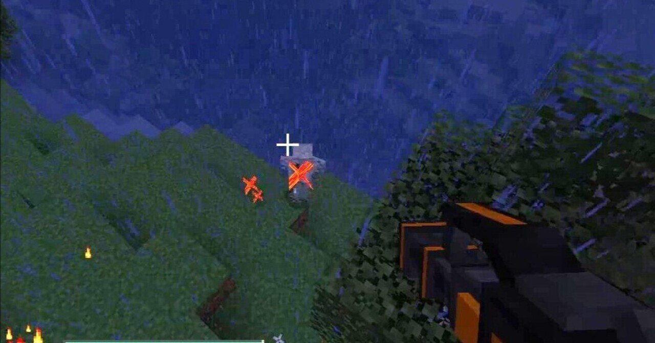 jimmy_33's tweet card. 冒険にいくのに必要なものは？食料、馬と鞍？ いえ、火炎放射器です（おいおい） 17-1 火炎放射器 ジェットパックでホバーしながら、火炎放射器でﾋｬｯﾊｰしています 火炎放射器は、水素ガスを燃やして火炎を放射する武器です。 ジェットパックを同じように、水素を充填（じゅうてん）して使います。 火炎放射器もコンフィギュレーターのように、しゃがんでマウスホイールを回し、モードを変更します。...