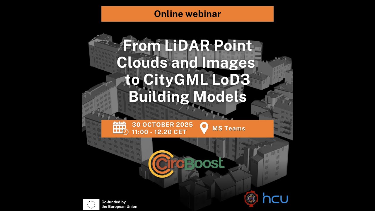 CircBoost's tweet card. Circ-Boost webinar: From LiDAR Point Clouds and Images to CityGML...