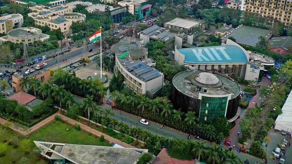 nshradha_nayak's tweet card. KIIT excelled in the parameters of Industry Integration, International Outlook, and Social Commitment (SDGs).