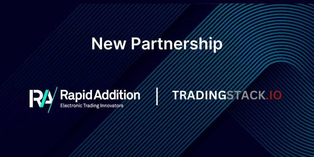 RapidAddition's tweet card. See how the partnership between Rapid Addition and TradingStack.io enables financial institutions to integrate with key digital asset markets