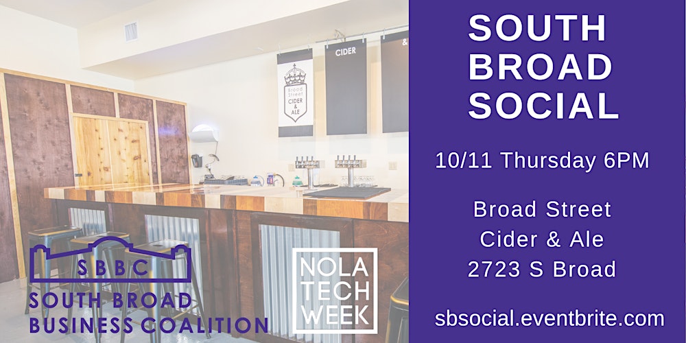 saturninolizano's tweet card. Join the South Broad Business Coalition for a neighborhood social and enjoy local cider at Broad Street Cider & Ale. Neighbors, business owners, and friends are invited to connect with the South...