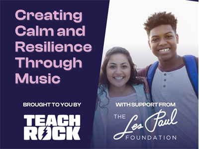 NanaTeacher22's tweet card. Join TeachRock and a powerhouse educator for this edWebinar to explore effective methods for using music to create calm and joyful classrooms.