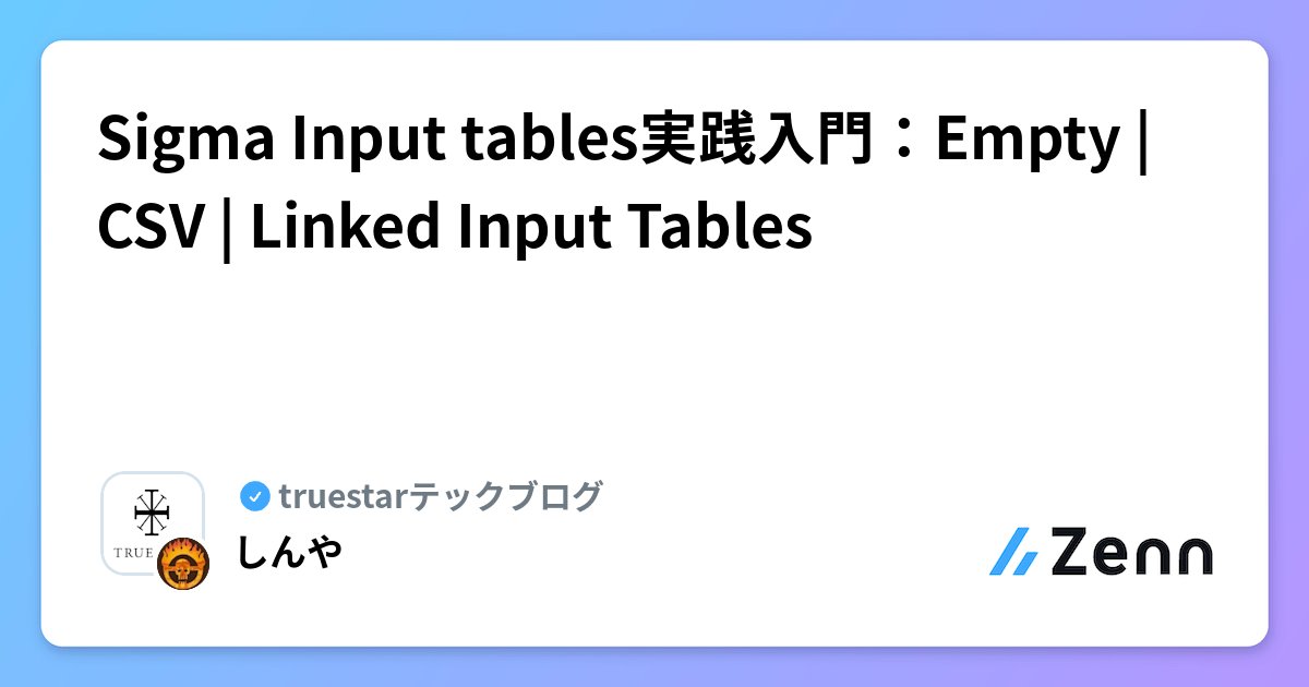 shinyaa31's tweet card. Sigma Input tables実践入門：Empty | CSV | Linked Input Tables