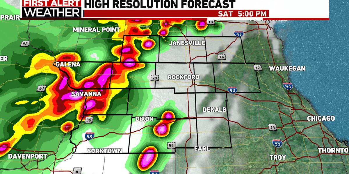 WIFR_FirstAlert's tweet card. Heat and humidity increases, with storm chances by the weekend