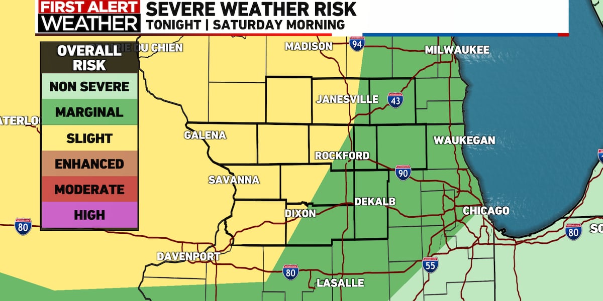 WIFR_FirstAlert's tweet card. Heat and humidity increases, with storm chances by the weekend