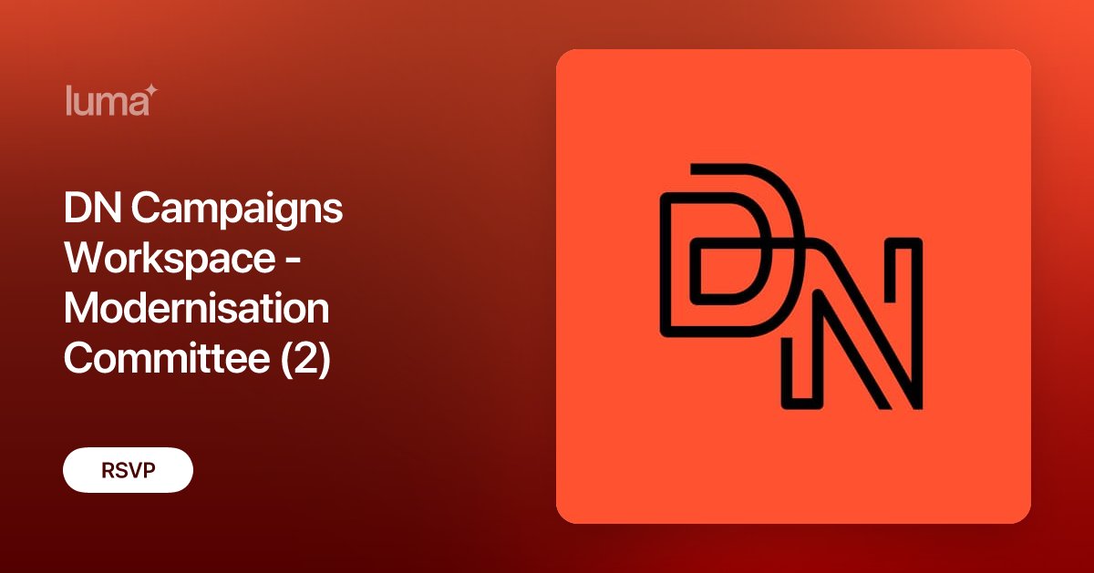 TheDemNet's tweet card. The Democracy Network is convening two virtual campaign workspaces to bring people together around the opportunity to input to the Parliamentary Modernisation…