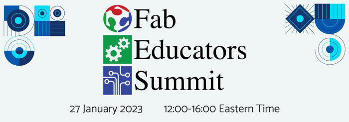 FabLabLiz's tweet card. Summit times are 12:00-16:00 Eastern Time. All sessions will be in English.