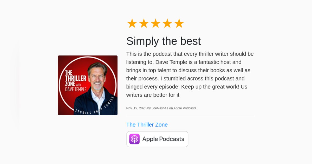 TheThrillerZone's tweet card. Simply the best. Published November 20, 2025 by JoeNash41 on Apple Podcasts.