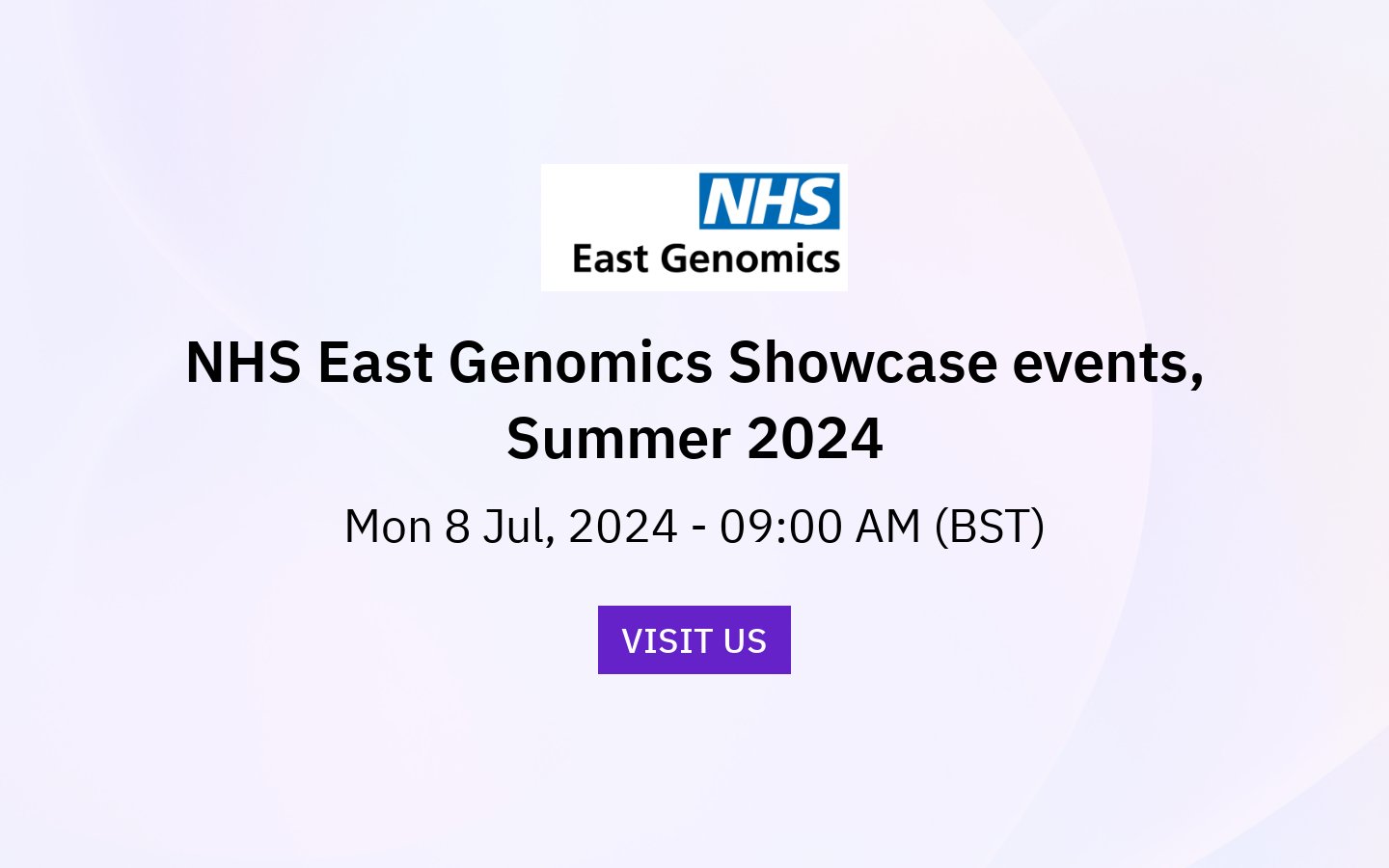 PHGFoundation's tweet card. NHS East Genomics Showcase events covering updates and advances in genomics in Cancer, Rare Conditions and Prenatal and Paediatric Medicine.