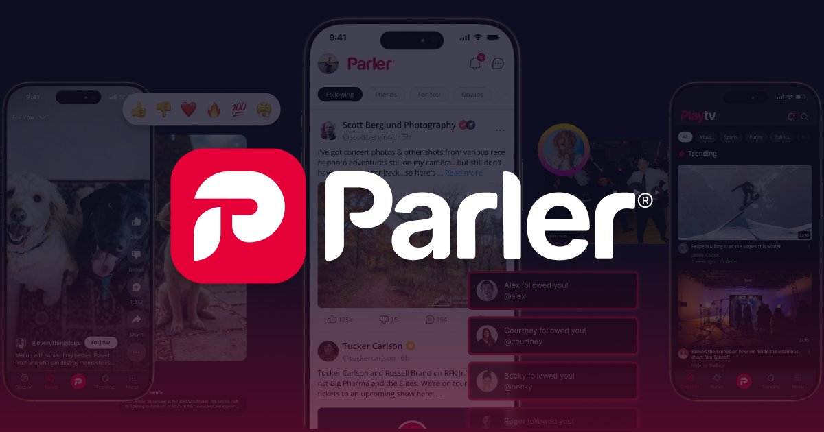 getparlerapp's tweet card. Redefining what a social platform can be. Parler empowers creators and commentators with a clean slate—where your content builds value, your ideas carry weight, and your audience is genuinely yours.