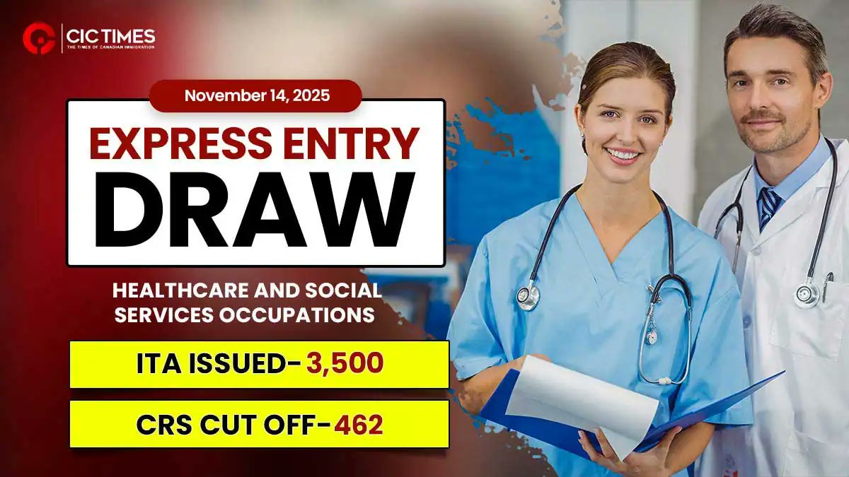 cictimes's tweet card. IRCC latest Express Entry draw shocks applicants! 3,500 healthcare and social services candidates were invited with a surprising 462 CRS Score cutoff. Check key details now!