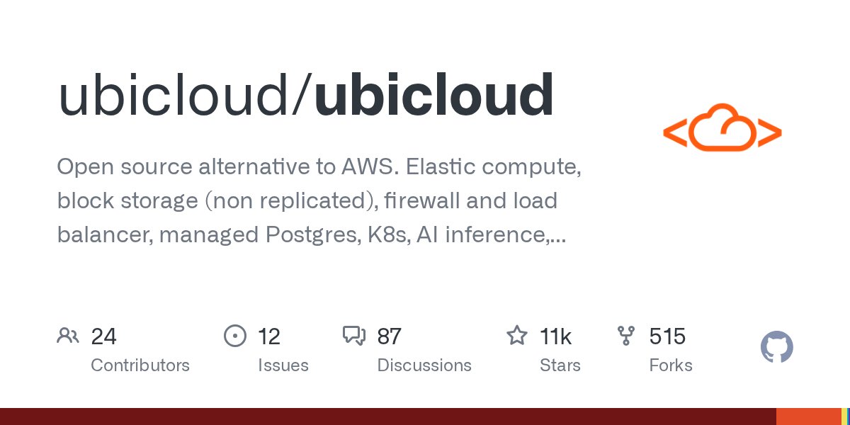 iterativeguy's tweet card. Ubicloud is an open source cloud platform designed as an alternative to proprietary providers like AWS. It enables users to build their own cloud infrastructure on bare metal, offering services such...