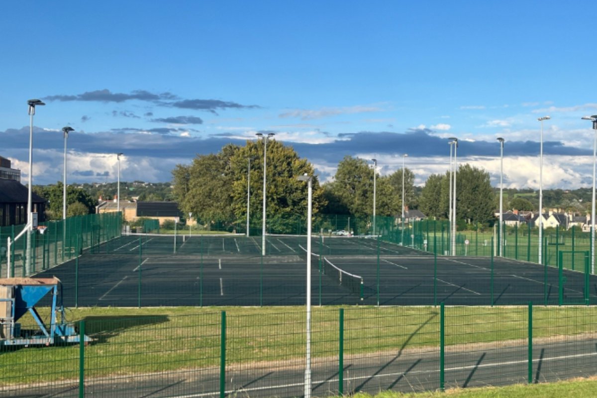 FCCSchoolMod's tweet card. Four tennis courts have been transformed into a new multi-use facility.