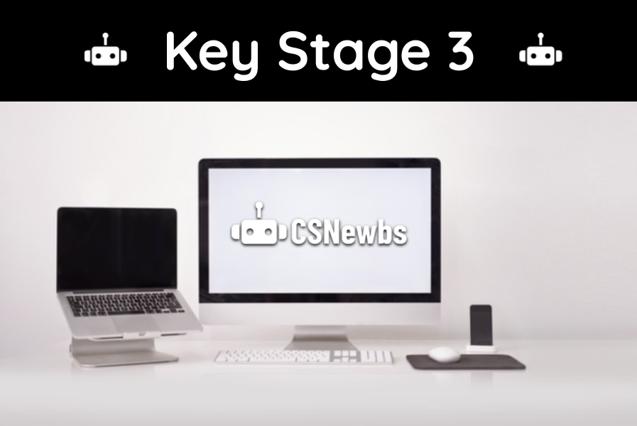 CSNewbs's tweet card. The homepage for all content aimed at Key Stage 3 students studying Computer Science / IT including computer hardware, Python, App Inventor 2 and Cyber Security.