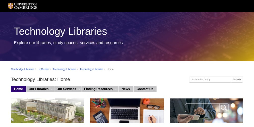 CamTechLibs's tweet card. LibGuides: Technology Libraries: Contact Us