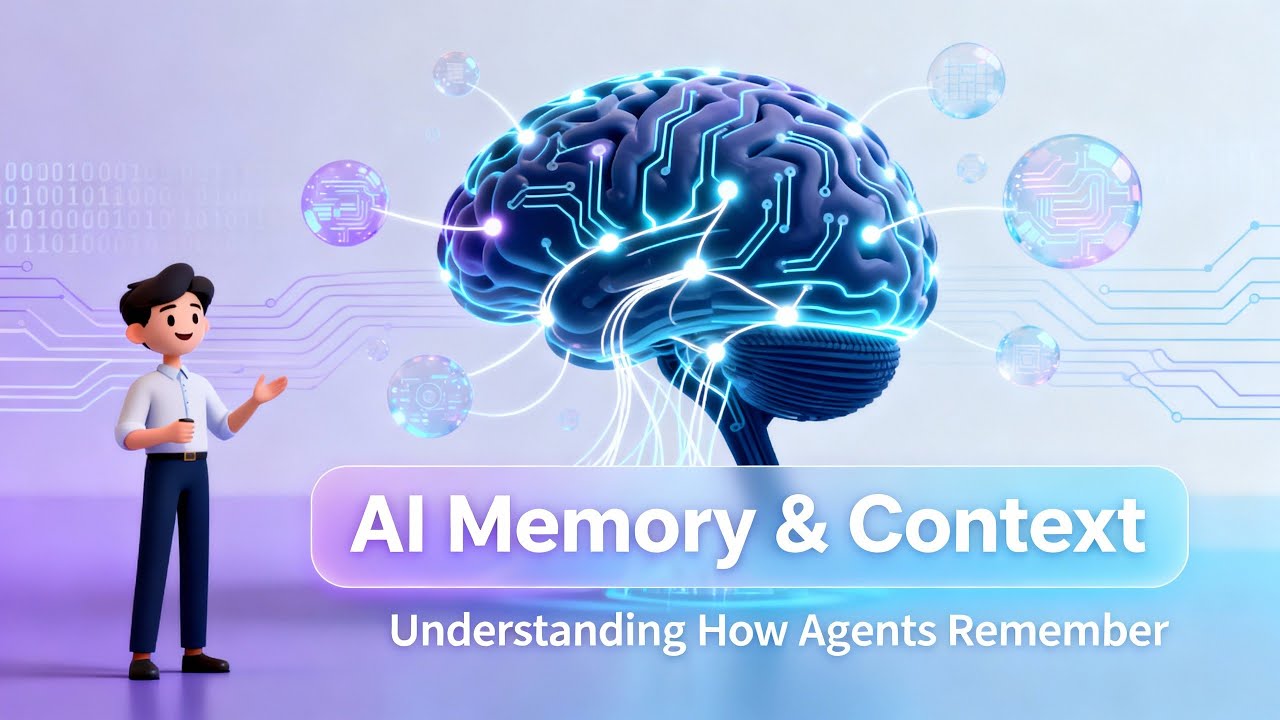 learnitguide's tweet card. Understanding AI Memory and Context in Agents | How AI Remembers and...