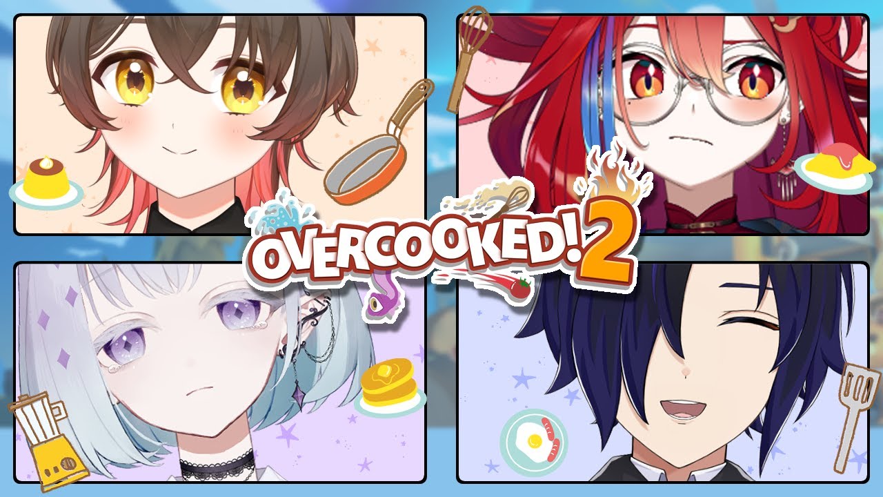 menchi14's tweet card. 【 #overcooked2 / #オーバークック2 】ドタバタお料理コラボ w/はるこ ダラク 萌花【 ちゆうさ / #Vtuber 】