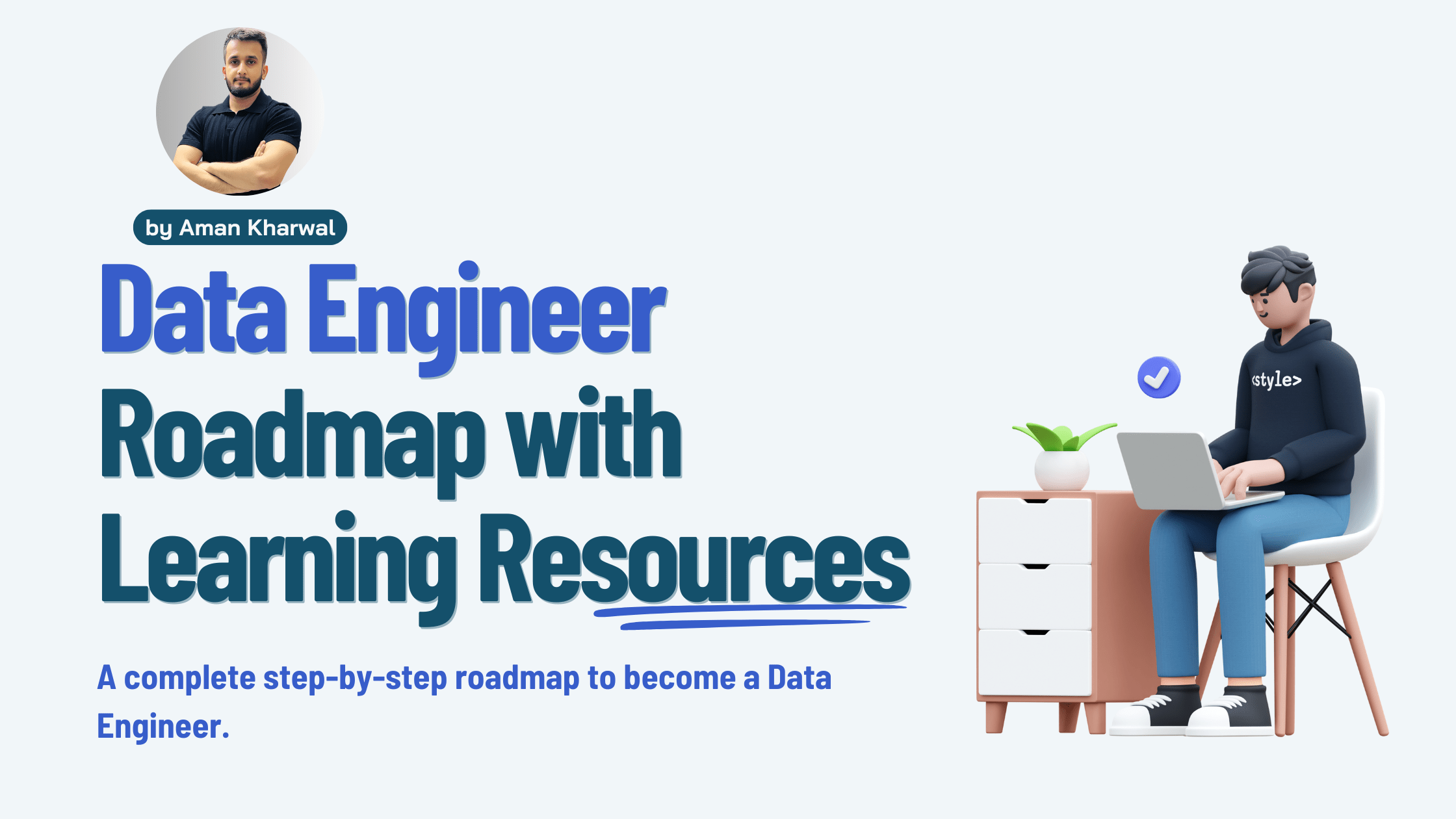 amankk_9's tweet card. In this article, I'll take you through a complete step-by-step roadmap to become a Data Engineer. Data Engineer Roadmap.