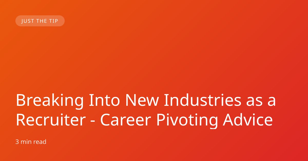 TheDailyHire's tweet card. You've been recruiting in tech for five years and you're burned out. Or you've been in healthcare staffing and want to try something new. Here's how to actually pivot to a new industry without...