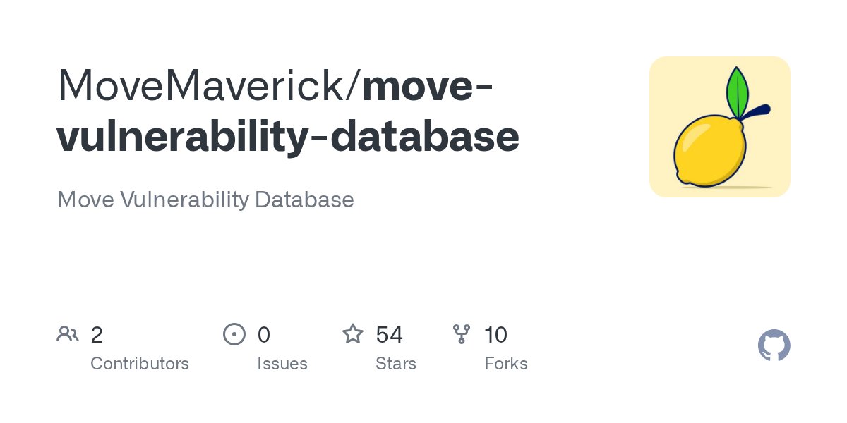 MoveMav's tweet card. Move Vulnerability Database. Contribute to MoveMaverick/move-vulnerability-database development by creating an account on GitHub.
