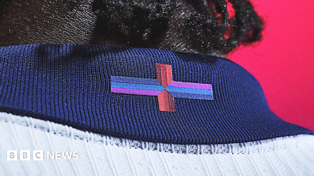 BBCBreakfast's tweet card. Fans, pundits and politicians criticise a new England football shirt featuring a colourful St George's Cross.