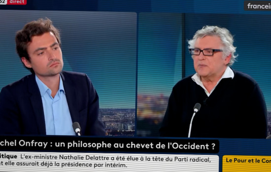 Brevesdepresse's tweet card. Michel Onfray débattant à l'antenne du "grand remplacement", le chroniqueur Paul Melun liant grand-banditisme et Seine-Saint-Denis, un reporter envoyé faire la promotion du dernier livre de Jordan...
