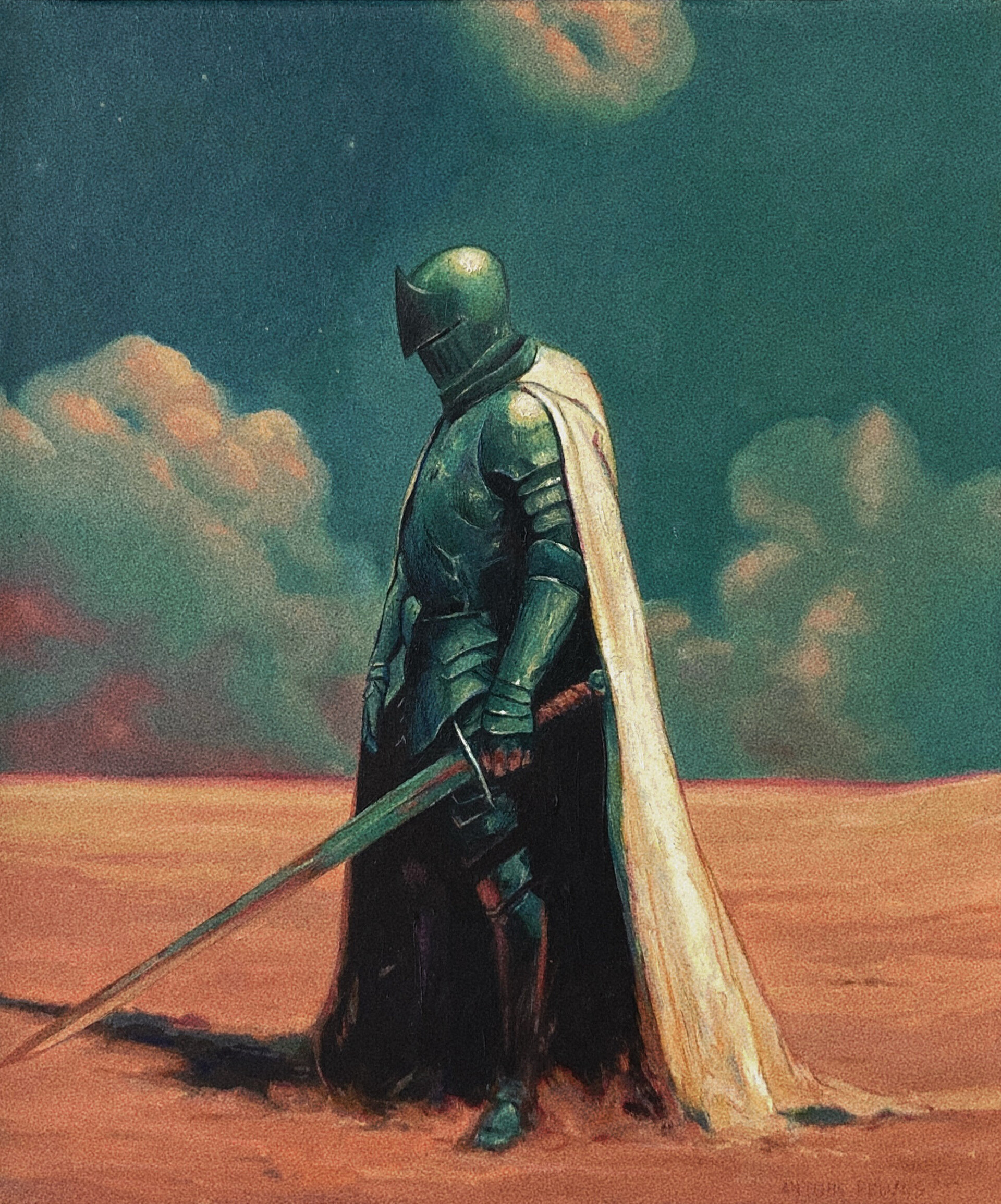 pixel_develop's tweet card. A display of my recent painting using traditional art technique with mixed media on paper/canvas. The subjects of the paintings is inspired to Fantasy world of knights, magic, sword/shield era,...