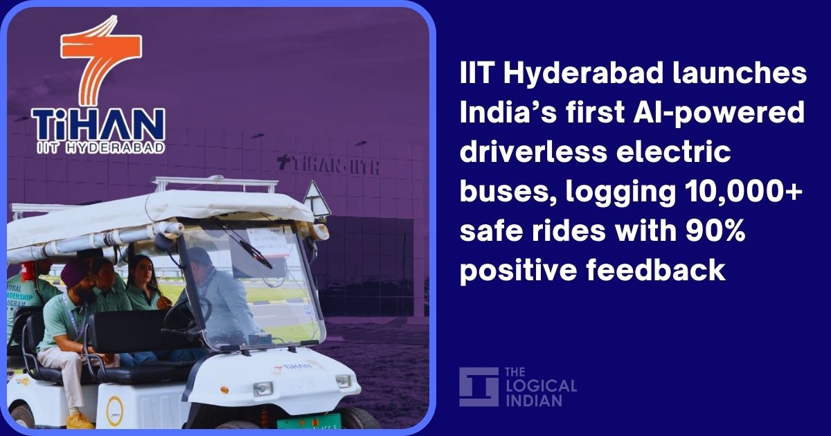 LogicalIndians's tweet card. IIT Hyderabad’s Technology Innovation Hub’s AI-powered driverless buses revolutionize campus mobility with 10,000 safe rides.
