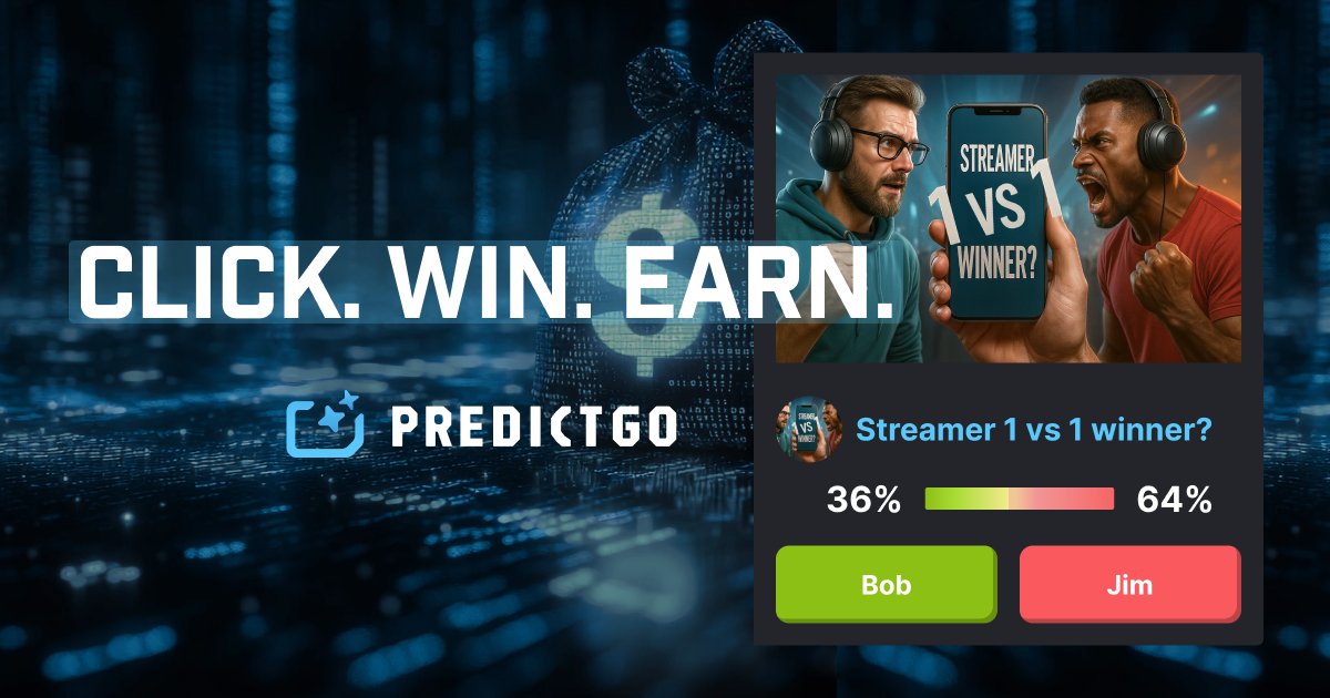 PredictGoUpdate's tweet card. If it exists, there's a market on it. PredictGo lets you monetize your knowledge instantly through short-term predictions.