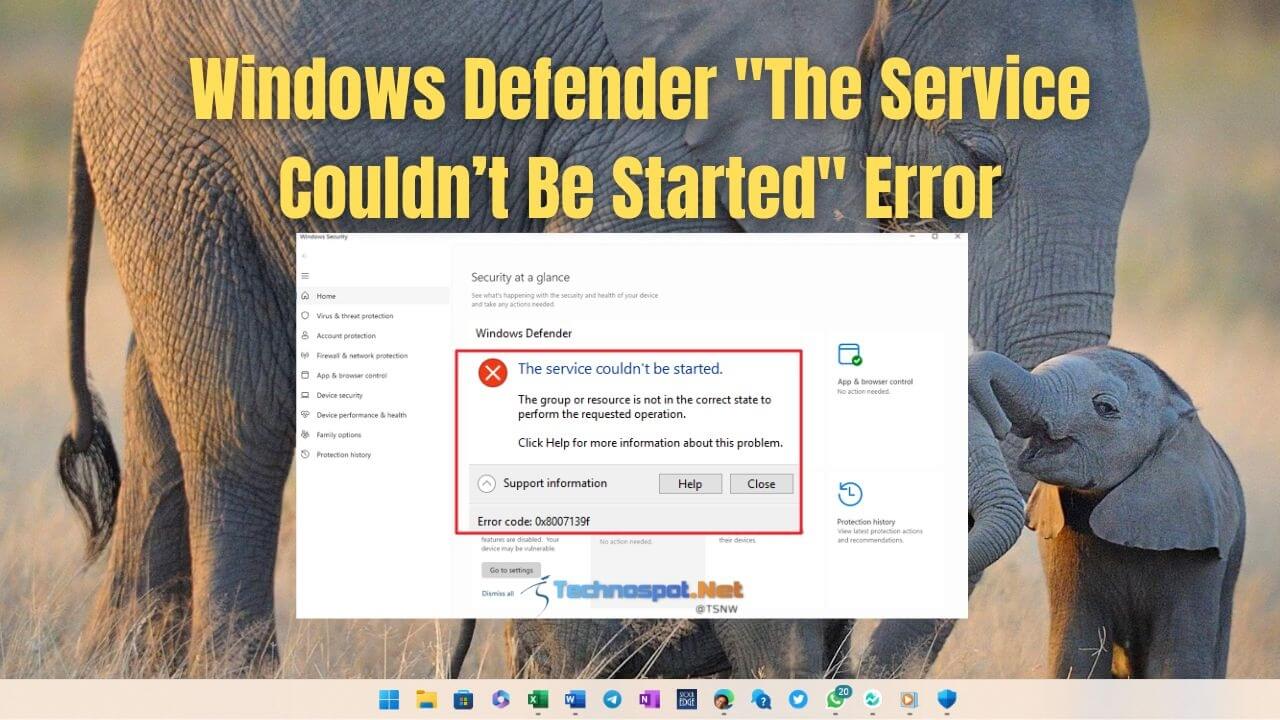 tsnw's tweet card. Are you recieving The Service Couldn’t Be Started error? Then follow this easy guide to Fix: Windows Defender "The Service Couldn’t Be Started" Error