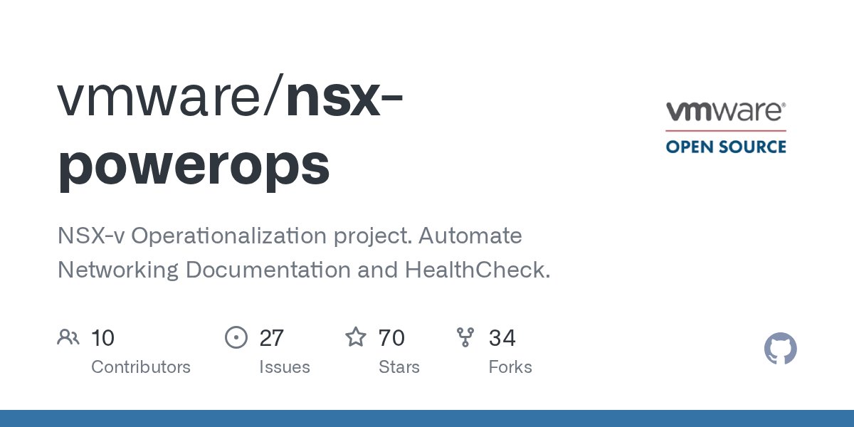 vizosoadrian's tweet card. NSX-v Operationalization project. Automate Networking Documentation and HealthCheck. - vmware/nsx-powerops