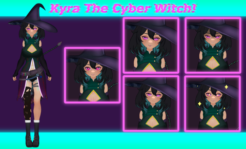 VexaiaVT's tweet card. Meet Kyra, a mysterious cyber witch who bridges technology and arcane power. This is an adoptable that is fully rigged and ready to be used! The mode...