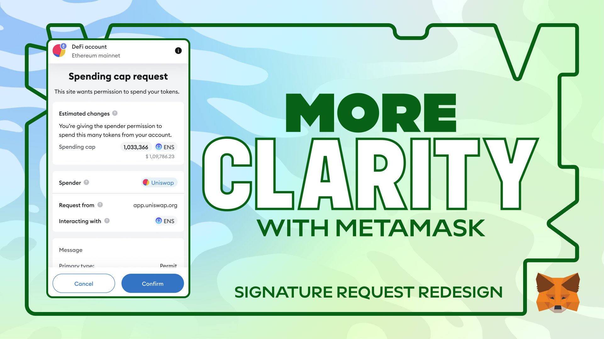 MetaMask's tweet card. MetaMask Extension's new UI update makes reviewing signature requests simpler and clearer.