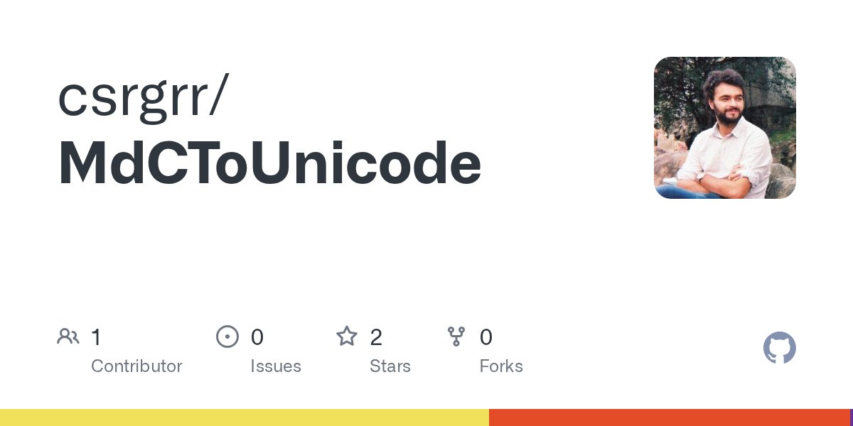EscribaFrustrad's tweet card. Contribute to csrgrr/MdCToUnicode development by creating an account on GitHub.