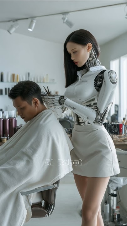 TarzanandJane7's tweet card. The First AI Humanoid Hair Designer. #robotics #aihumanoid #robot