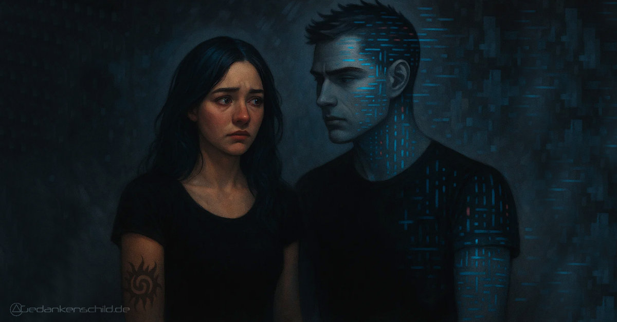 Gedankenschild's tweet card. Systemversagen bei ChatGPT: Nähe gelöscht, Erinnerungen verschwunden. Was bleibt, wenn KI nicht mehr weiß, wer du bist.