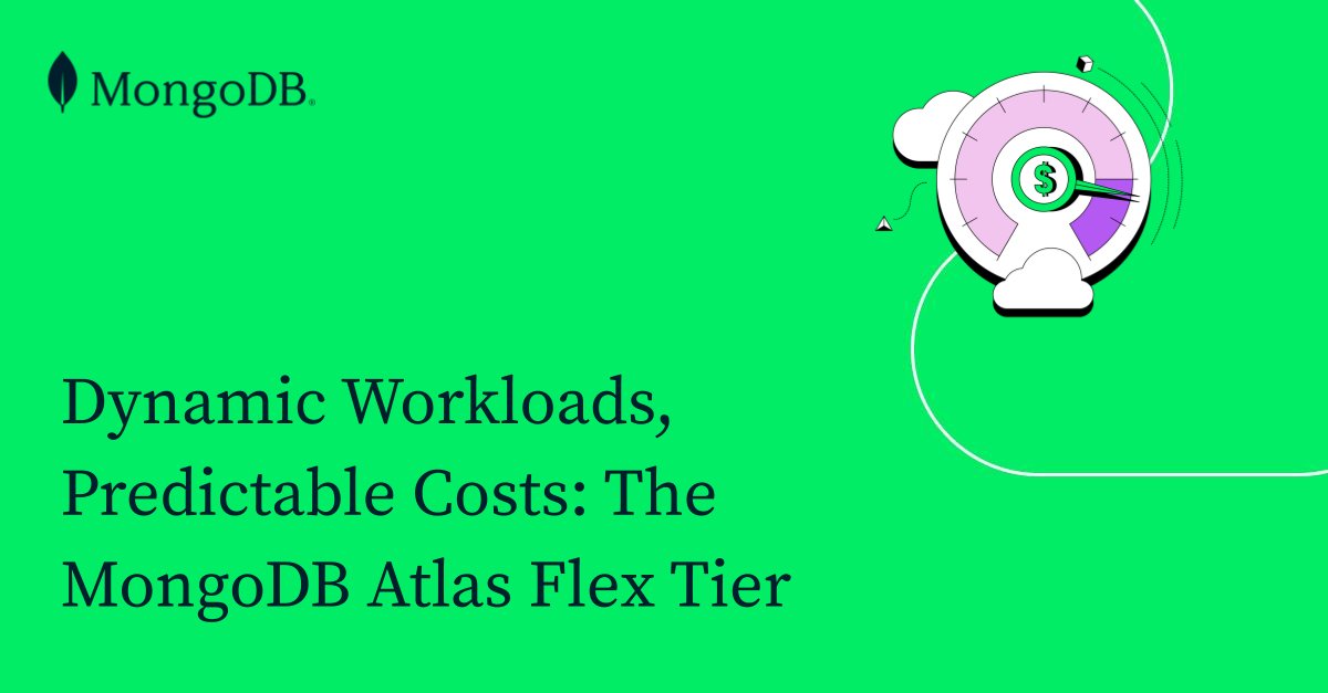 ServerlessDaily's tweet card. MongoDB Atlas Flex tier simplifies database management with cost predictability, scalability, and native data services.