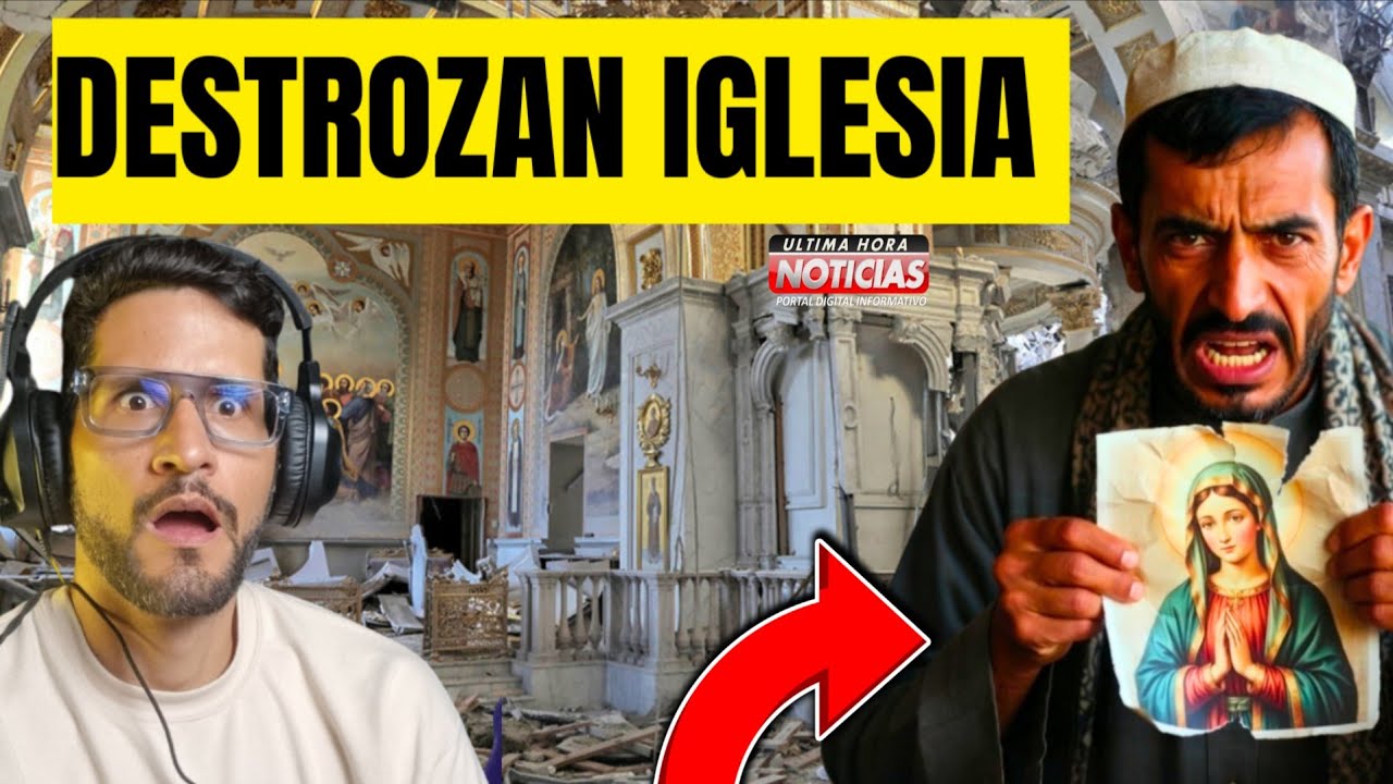 DiosPatriaLibe7's tweet card. Musulmán destroza cruz en una iglesia y esto ocurrió