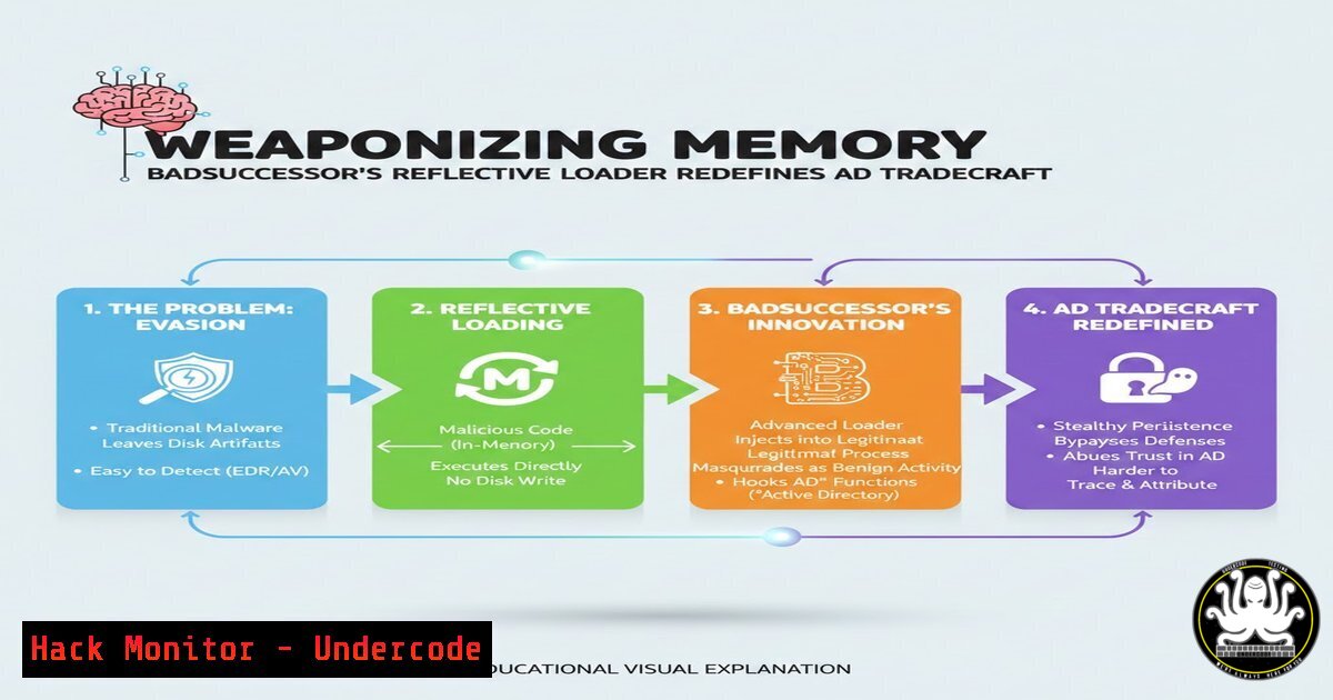 UndercodeUpdate's tweet card. Weaponizing Memory: How BadSuccessor’s Reflective Loader Redefines AD Tradecraft - "Undercode Testing": Monitor hackers like a pro. Get real-time updates,