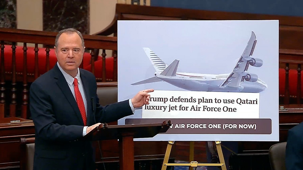 Humanfactor7's tweet card. Schiff Takes To Senate Floor to Lay Out Trump's 10 Most Corrupt Acts...